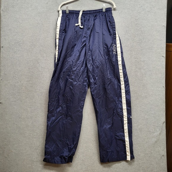Nike Other - Nike‎ Men Activewear Pants XL Blue Windbreaker Logo Spellout Drawstring